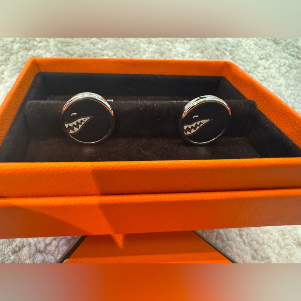 Authentic Hermes Shark Design Cufflinks